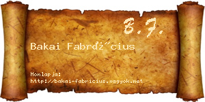 Bakai Fabrícius névjegykártya